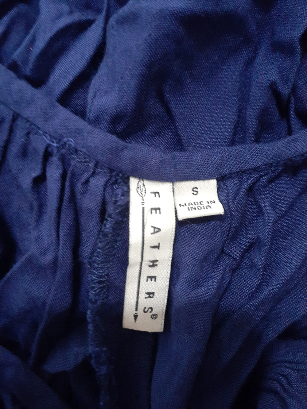 Feathers Navy Off-Shoulder Tunic with Spaghetti Straps - Picture 2 of 5